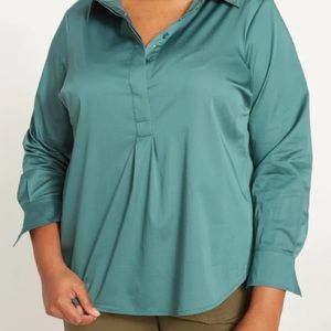 Universal Standard Half Placket Elbe Shirt, Size 10-12, Teal